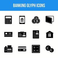 einzigartiges Banking-Glyphen-Icon-Set vektor