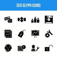 einzigartiges SEO-Glyphen-Icon-Set vektor