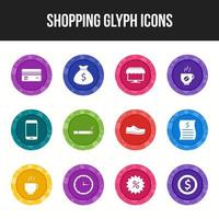 einzigartiges Shopping-Glyphen-Icon-Set vektor