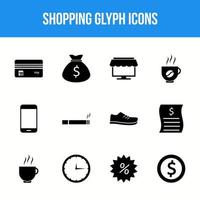 einzigartiges Shopping-Glyphen-Icon-Set vektor