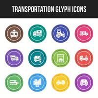 einzigartiges Transport-Glyphen-Icon-Set vektor