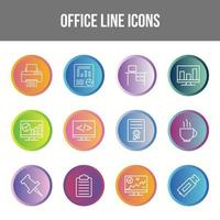 einzigartige Office-Linien-Icon-Set vektor