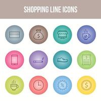 einzigartige Shopping-Linie-Icon-Set vektor