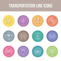 einzigartige Transportlinie Icon-Set vektor