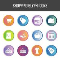 einzigartiges Shopping-Glyphen-Icon-Set vektor