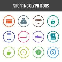 einzigartiges Shopping-Glyphen-Icon-Set vektor