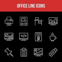 einzigartige Office-Linien-Icon-Set vektor