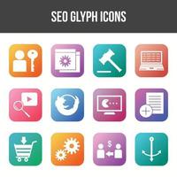 einzigartiges SEO-Glyphen-Icon-Set vektor