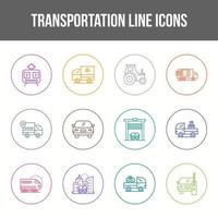 einzigartige Transportlinie Icon-Set vektor