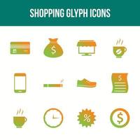 einzigartiges Shopping-Glyphen-Icon-Set vektor