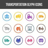 einzigartiges Transport-Glyphen-Icon-Set vektor