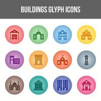 Glyphen-Icon-Set für einzigartige Gebäude vektor