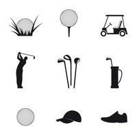 Reihe von isolierten Symbolen zu einem Thema Golf vektor