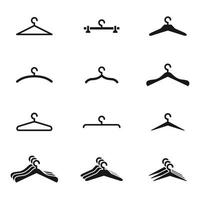 Reihe von isolierten Symbolen auf einem Thema Kleiderbügel auf weißem Hintergrund vektor