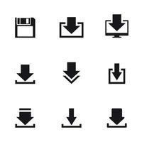 Satz von isolierten, schwarzen Symbolen auf einem Design-Download vektor