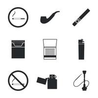uppsättning av isolerat ikoner på en tema rökning vektor
