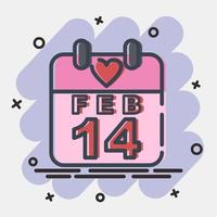 ikon valentine dag kalender. valentine dag firande element. ikoner i komisk stil. Bra för grafik, affischer, logotyp, fest dekoration, hälsning kort, etc. vektor