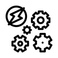 elektroauto blitz und getriebe symbol vektor umriss illustration