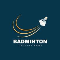 badminton logotyp, sport spel vektor med fjäderboll racket, sport gren design, mall ikon