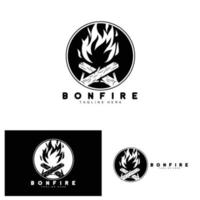 Lagerfeuer-Logo-Design, Camping-Vektor, Holzfeuer und Walddesign vektor