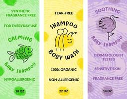 Shampoo für Kinder, beruhigende Körperwäsche für Kinder vektor