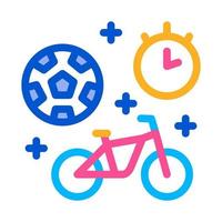 Fußball- und Fahrradsport Zeit Symbol Vektor Umriss Illustration