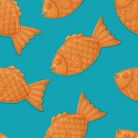 japansk taiyaki sömlös mönster. asiatisk mat illustration i tecknad serie stil vektor