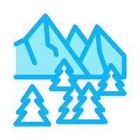 schneebedeckte Berge und Wald Natur Symbol Vektor Umriss Illustration