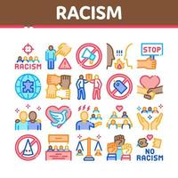 rasism diskriminering samling ikoner uppsättning vektor