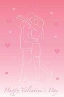 postkarte glücklicher valentinstag. Silhouette von umarmenden Liebhabern. Umarmung eines Mannes und einer Frau. Vektor-Illustration vektor