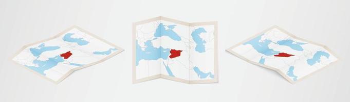Faltkarte von Syrien in drei verschiedenen Versionen. vektor