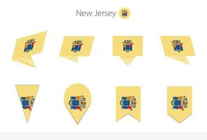 New Jersey US State Flag Collection, acht Versionen von New Jersey Vektorflaggen. vektor