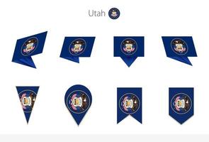 Sammlung von Flaggen des US-Bundesstaates Utah, acht Versionen von Vektorflaggen von Utah. vektor