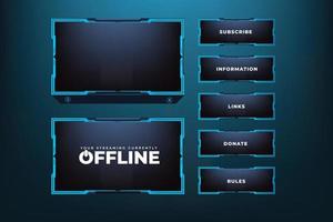 Einfaches Design der Broadcast-Bildschirmschnittstelle mit blauen Farben auf dunklem Hintergrund. Live-Gaming-Bildschirmrandvektor für Online-Gamer. Dekoration der Online-Benutzeroberfläche mit abstrakten Formen. vektor