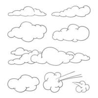 klotter uppsättning av moln, vektor illustration.