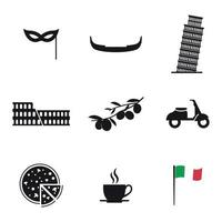 Reihe von isolierten Symbolen Italien schwarz vektor