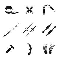 uppsättning av isolerat ikoner på en tema ninja vektor