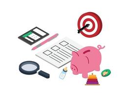 Sparplan im Sparschwein mit Budgetplan für Kinder oder Kinder vektor