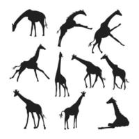 uppsättning av giraff djur- silhuetter av olika stilar vektor