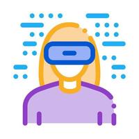 Frau mit Virtual-Reality-Brille Symbol Vektor Umriss Illustration