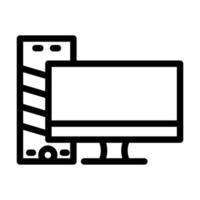 Computer mit Monitorlinie Symbol Vektor Illustration