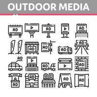 Werbe-Promo-Icons für Outdoor-Medien setzen Vektor