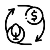 Zyklus von Bäumen und Geld-Symbol-Vektor-Umriss-Illustration vektor