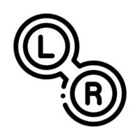 unverwechselbare Form linke und rechte Linse Symbol Vektor Umriss Illustration