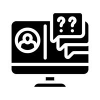 online-kommunikationslehrer mit schülern glyph icon vector illustration