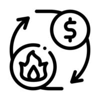 verkauf gasversorgung für geld symbol vektor umriss illustration