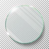 transparent runda cirkel vektor realistisk illustration. platt glas cirkel. glas tallrik. genomskinlighet. lins bloss.