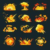 explosionen und flammenausbruch und feuervektor vektor