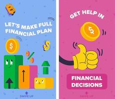 finanzielle entscheidungen, hilfe bekommen, voller planvektor