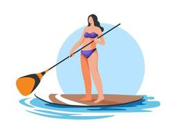 Paddle-Boarding, Sup-Sport-Sommeraktivitätsvektor vektor